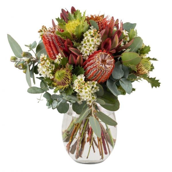 Seasonal natives in a hand-tied round structured bouquet. Featuring the best quality native flowers and botanicals